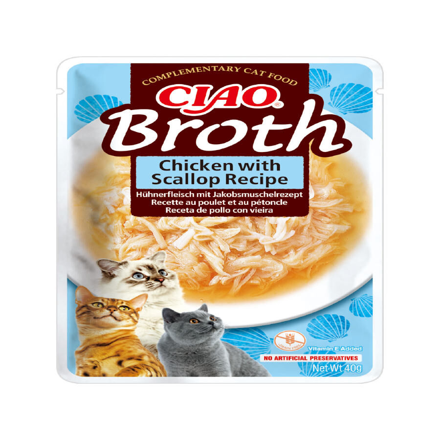 40 g Churu Broth Sopa de Pollo con Vieiras sobre para gatos, , large Imagen numero 1